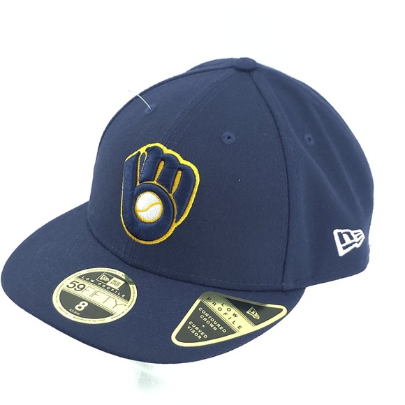 New Era Other - New Era 59Fifty Milwaukee Brewers Navy‎ Blue Fitted Size 8 Low Profile Hat NEW